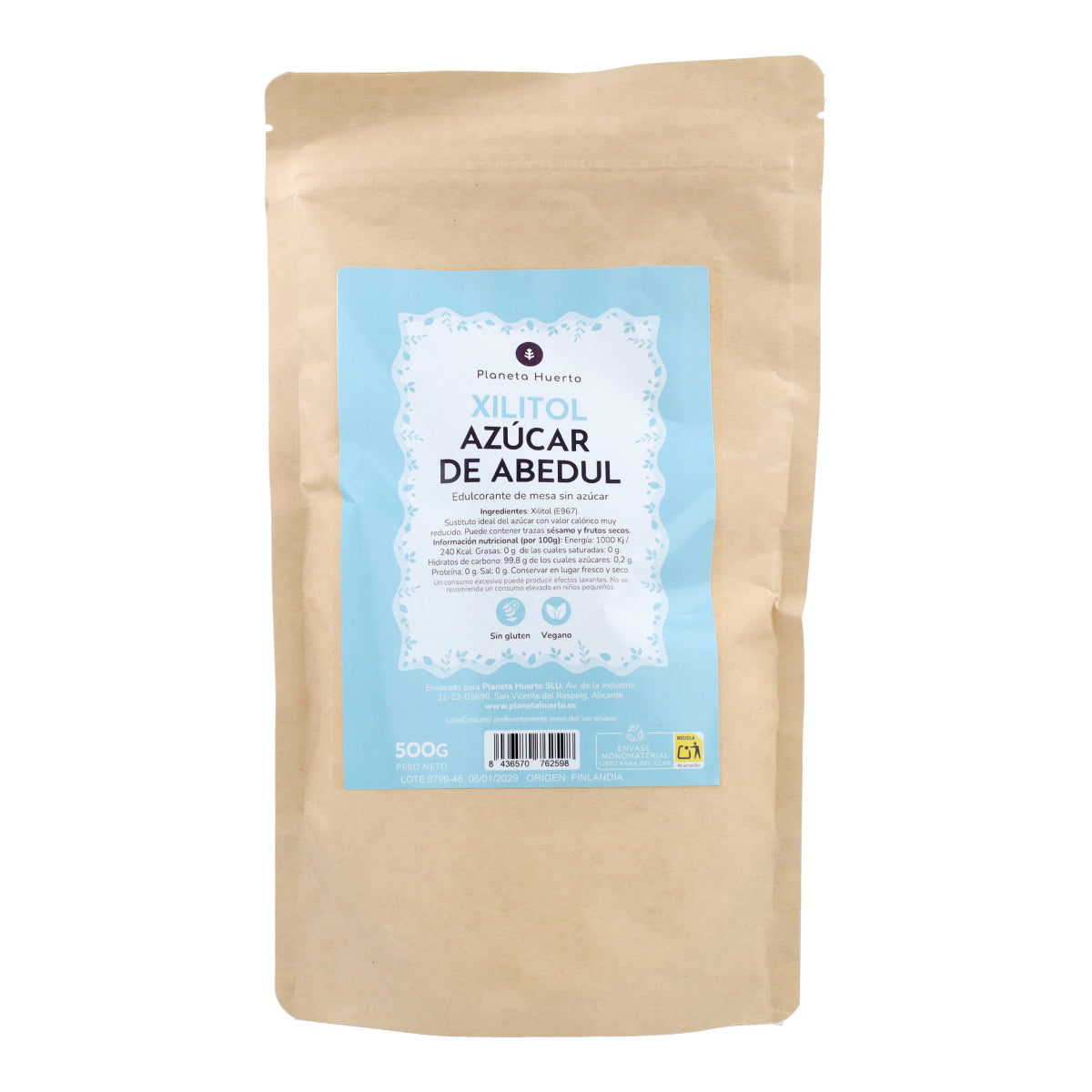 Azúcar de Abedúl Xilitol Planeta Huerto 500 g