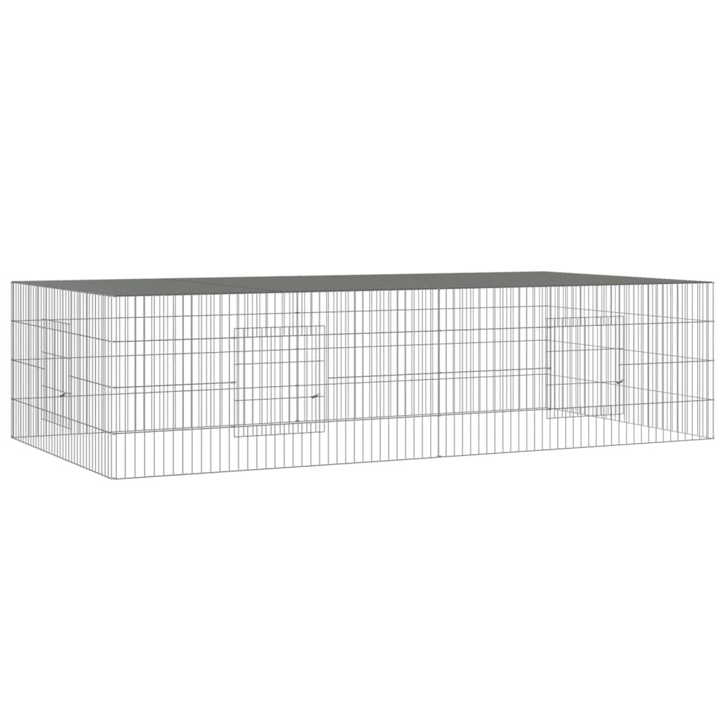 Vidaxl Jaula Para Conejos 2 Paneles Hierro Galvanizado 220x110x55 Cm_0