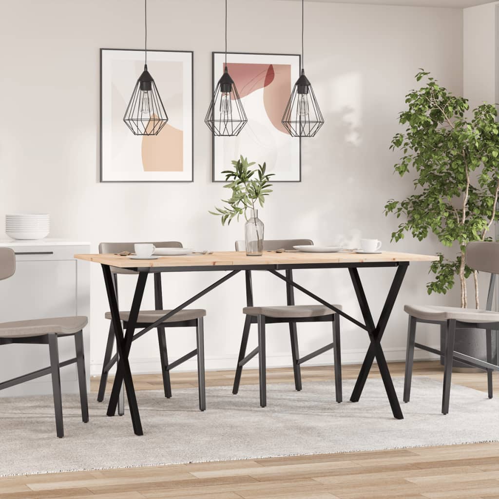Mesa De Comedor Marco X Madera Maciza Pino Y Acero 140x80x75cm_1