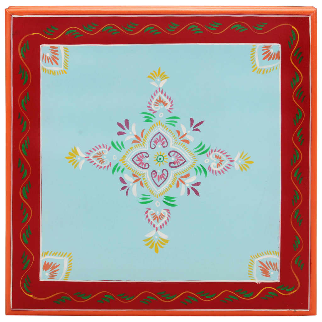 Mesa De Centro Madera Maciza De Mango Azul Pintada A Mano_1