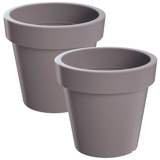 2x Maceta De Plastico Lofly En Color Gris 24,5 (largo) X 24,5 (ancho) X 22,5 (alto) Cm_0