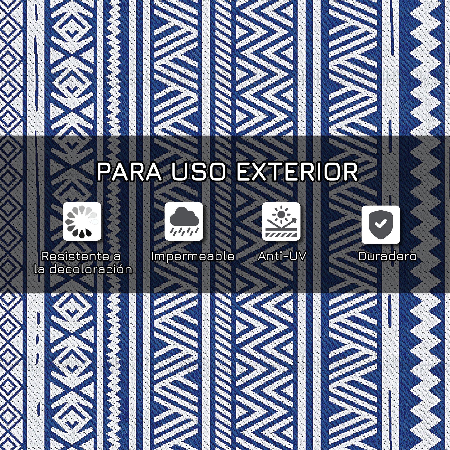 Outsunny Alfombra De Exterior 182x274 Cm Estilo Moderno Azul Oscuro Y Blanco_4