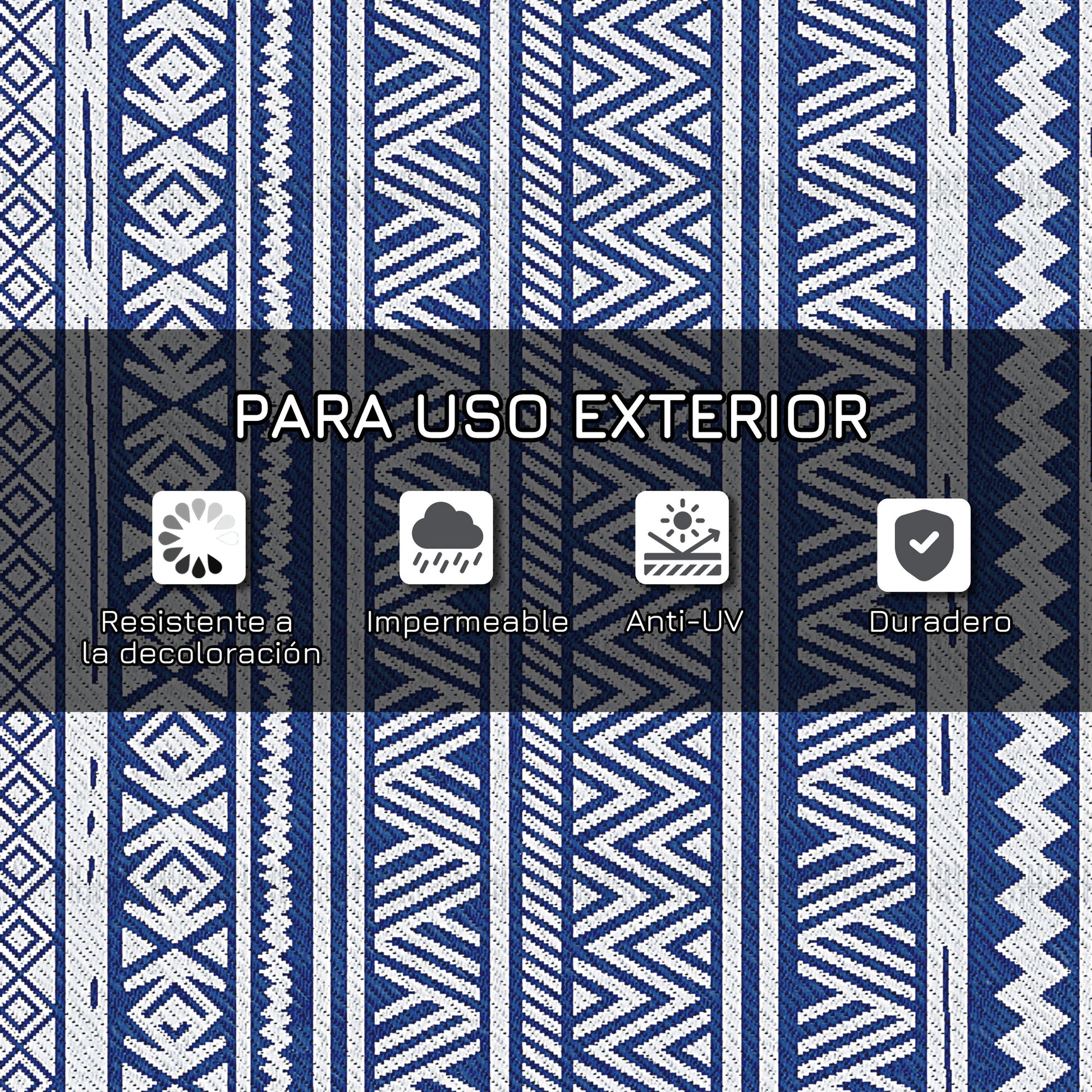 Outsunny Alfombra De Exterior 182x274 Cm Estilo Moderno Azul Oscuro Y Blanco_4