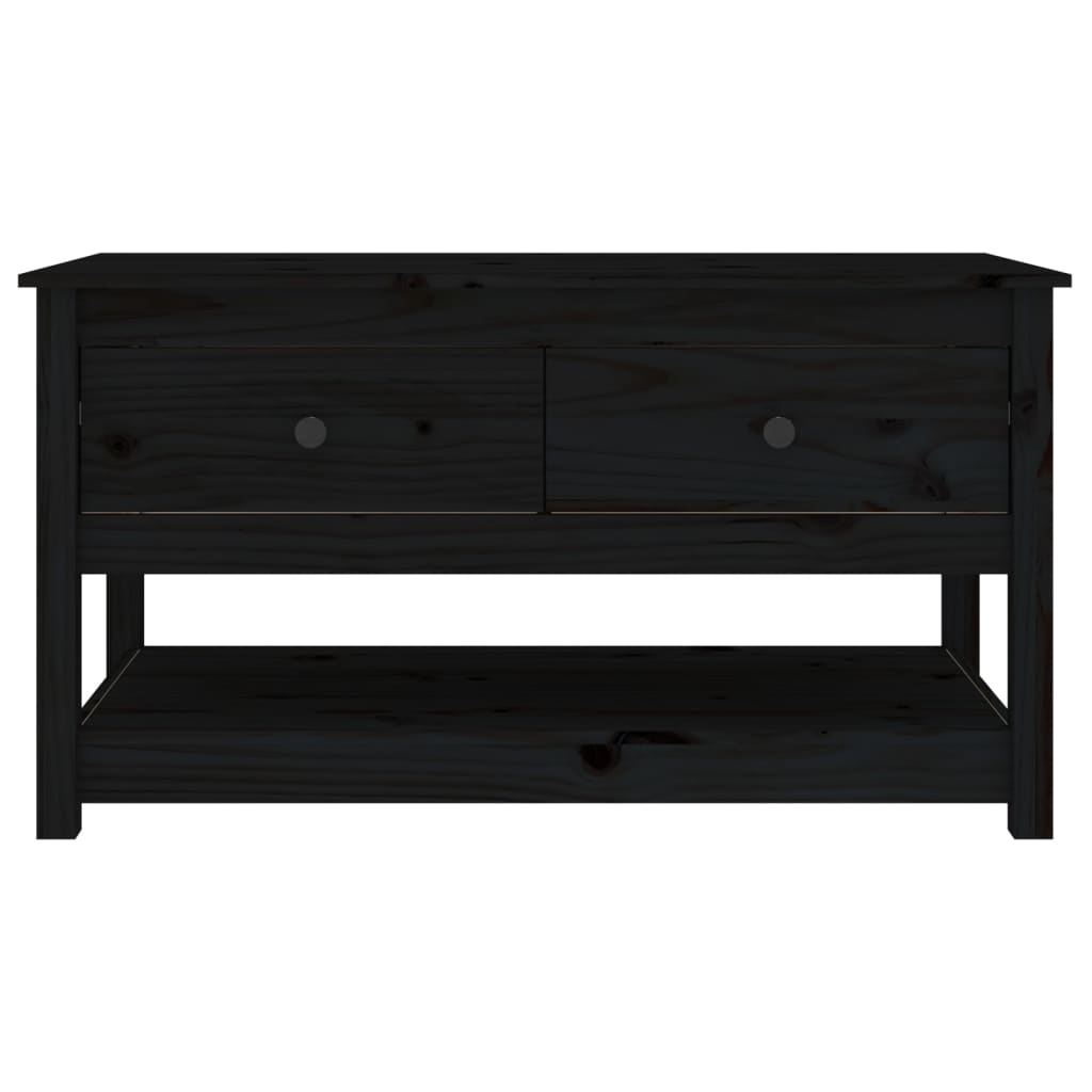 Mesa De Centro De Madera Maciza De Pino Negro 102x49x55 Cm_1