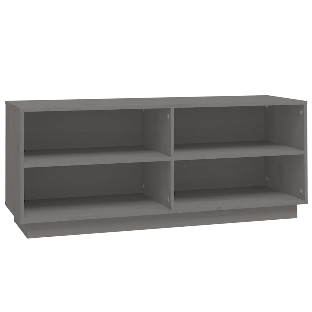 Armario Zapatero De Madera Maciza De Pino Gris 110x34x45 Cm / Vetonek_1