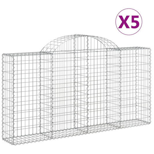 Cestas De Gaviones 5 Uds Forma De Arco Hierro 200x30x100/120 Cm_0