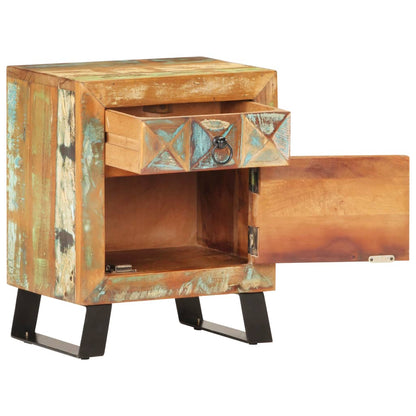 Mesita De Noche De Madera Maciza Reciclada 40x30x50 Cm_0