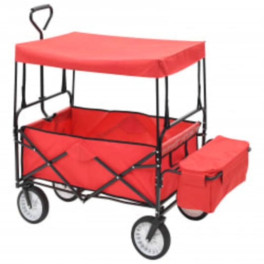 Carrito De Mano Plegable De Acero Con Capota Rojo_0