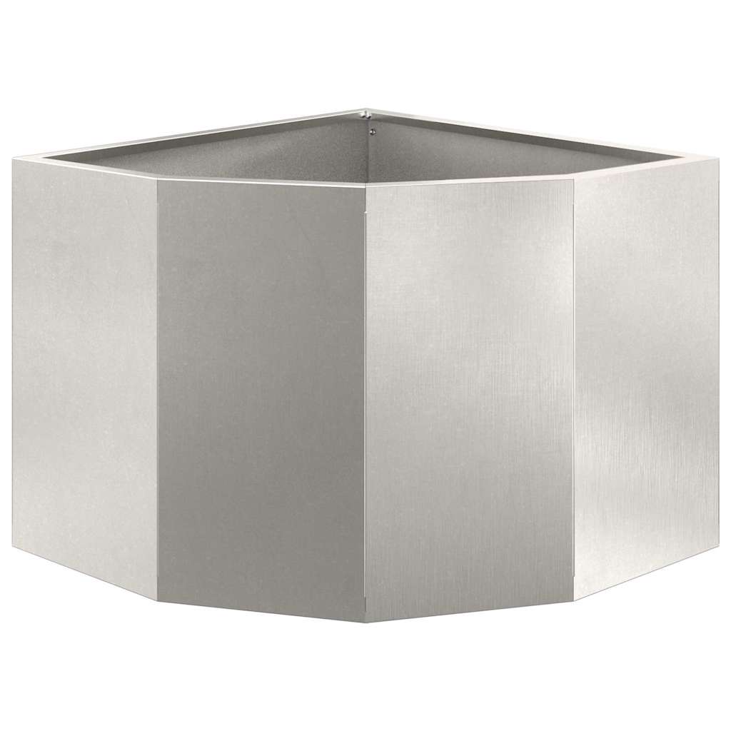 Macetero De Esquina Plateado 45 X 45 X 35 Cm Acero Inoxidable_4