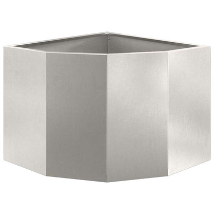Macetero De Esquina Plateado 45 X 45 X 35 Cm Acero Inoxidable_4