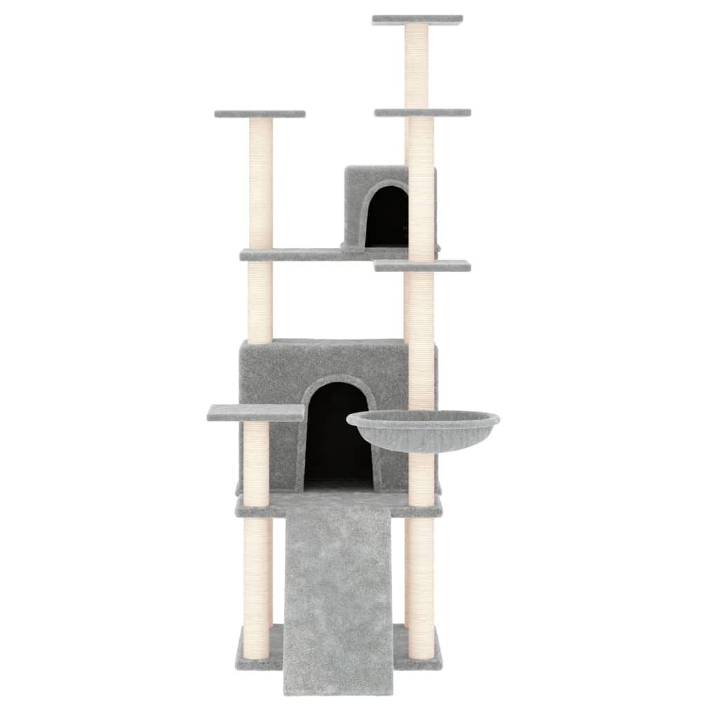 Rascador Para Gatos Con Postes De Sisal Gris Claro 154 Cm_2