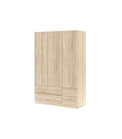 Armario 3 Puertas Abatibles 4 Cajones Acabado Roble. 200cm(alto). 135cm(ancho). 52cm(fondo_0