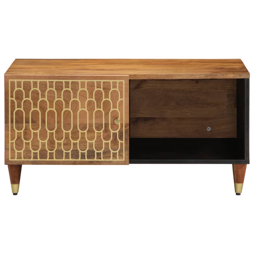 Mesa De Centro De Madera Maciza De Mango 80x50x40 Cm_0