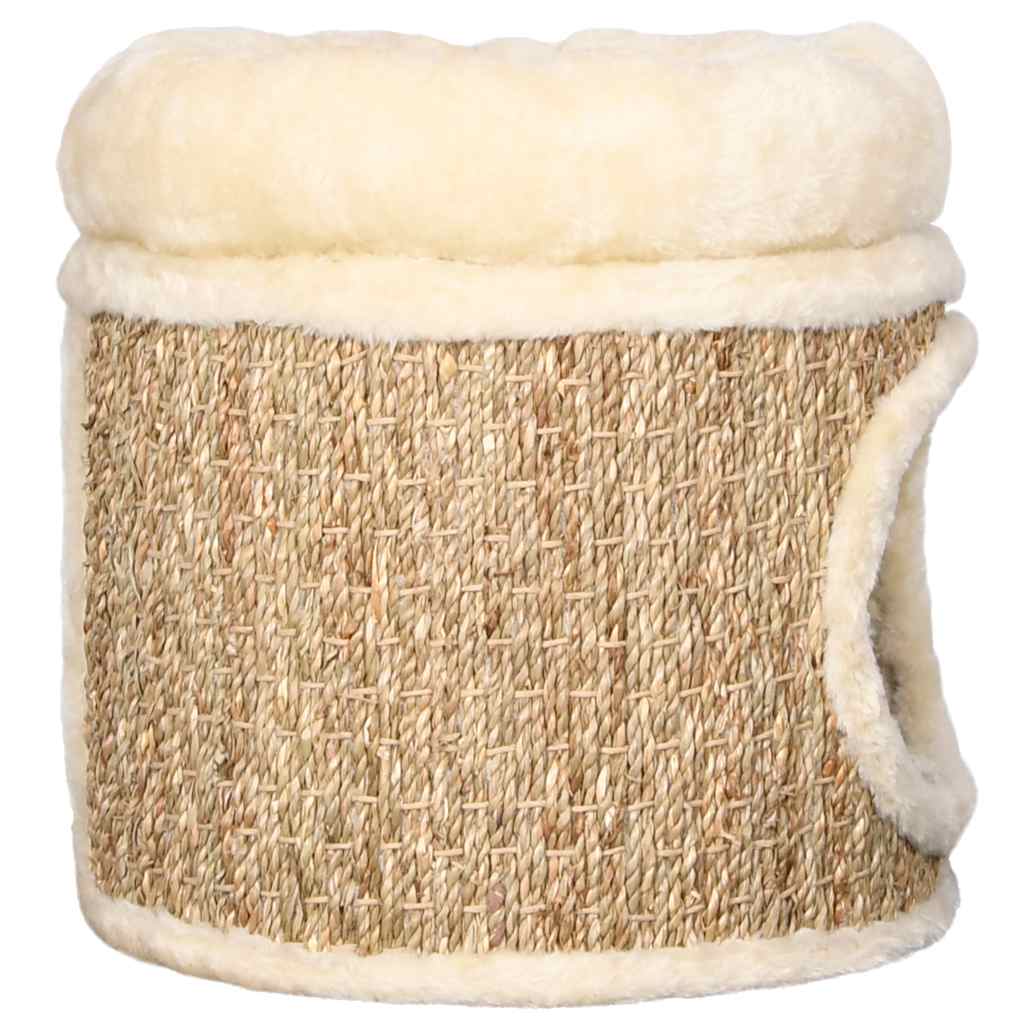 Casita Para Gatos De Lujo Con Cojín Hierba Marina 33 Cm_2