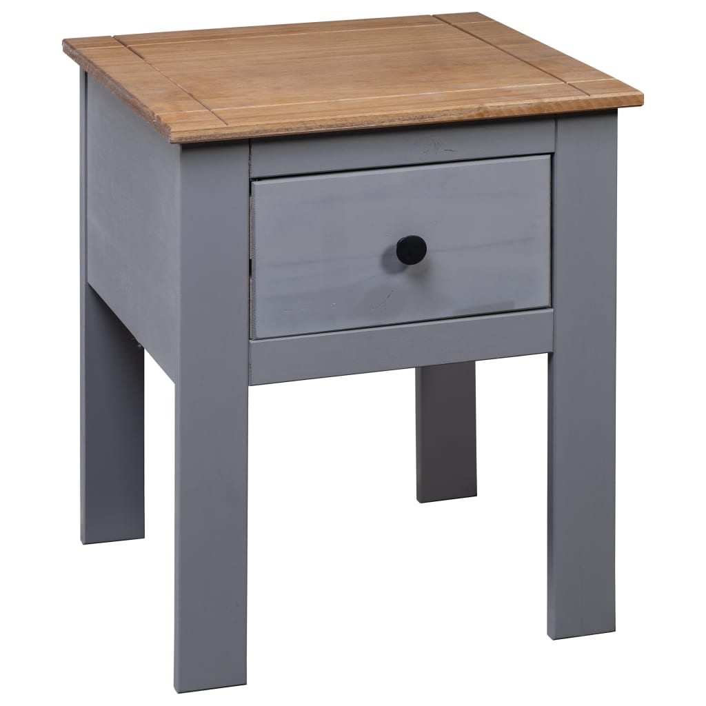 Mesita De Noche De Madera Maciza Pino Panamá Gris 46x40x57 Cm_2