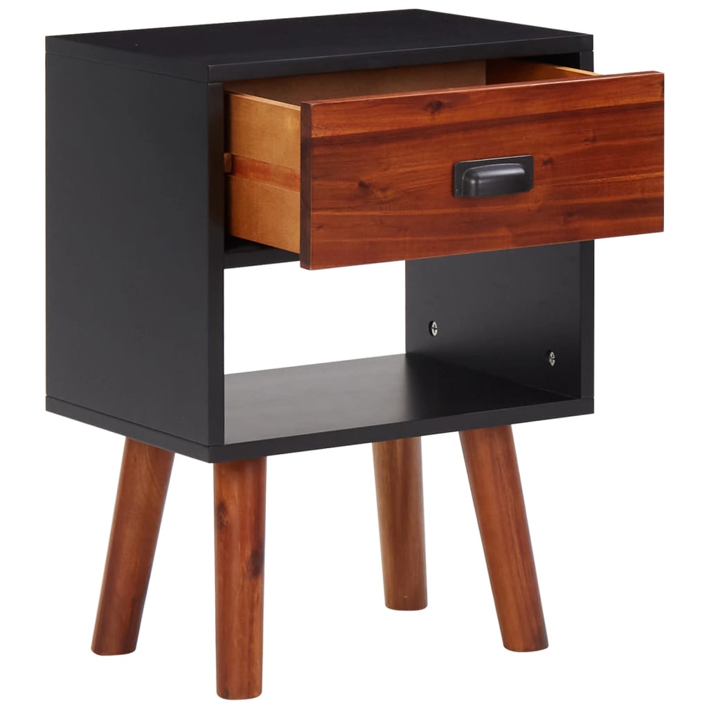 Mesita De Noche De Madera De Acacia Maciza 40x30x57 Cm_1