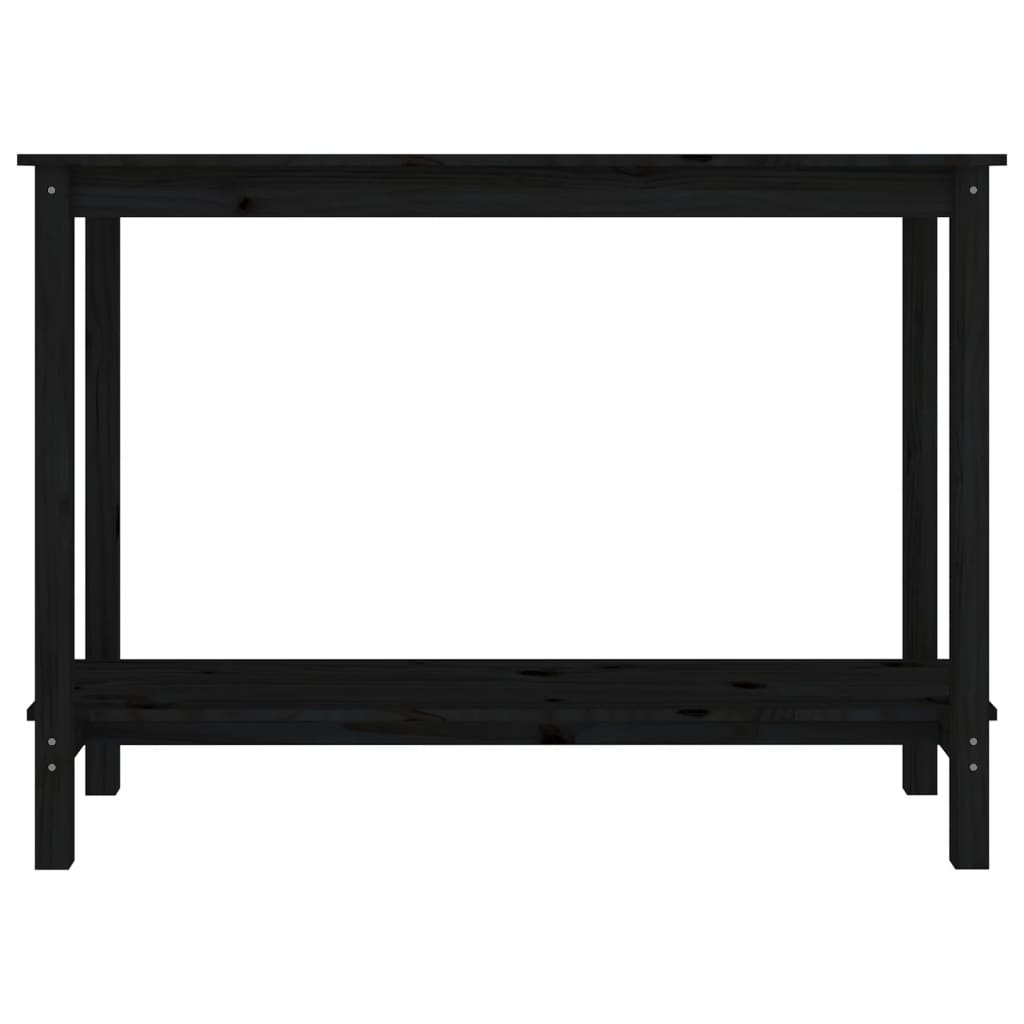 Mesa Consola Madera Maciza De Pino Negro 110x40x80 Cm_1