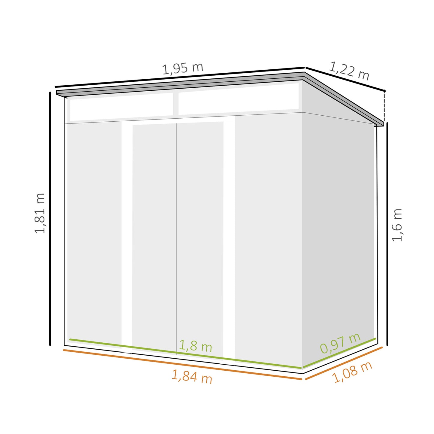 Outsunny Caseta De Jardín 2 M² 195x122x181,5 Cm Con Puerta Corredera Gris Claro_2