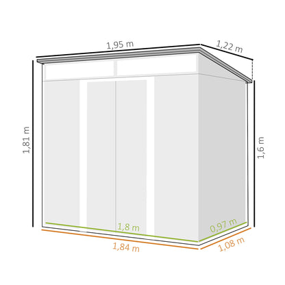 Outsunny Caseta De Jardín 2 M² 195x122x181,5 Cm Con Puerta Corredera Gris Claro_2