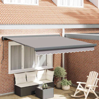 Toldo Retráctil Gris Claro 350 X 250 Cm Lona Y Aluminio_1