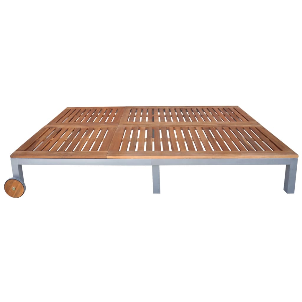 Tumbona 2 Personas Con Cojín Madera Maciza De Acacia Y Acero_2