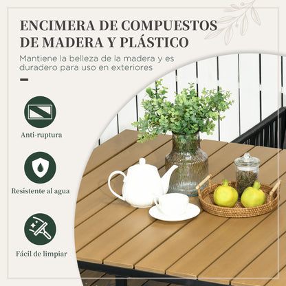 Outsunny Conjunto De Jardín Exterior De Ratán Sintético Con Mesa Cuadrada Sillas_5