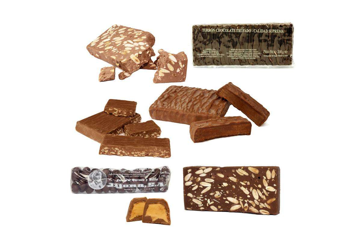 Lote Chocolatero. 7 Turrones Y Peladillas De Chocolate Selección._0