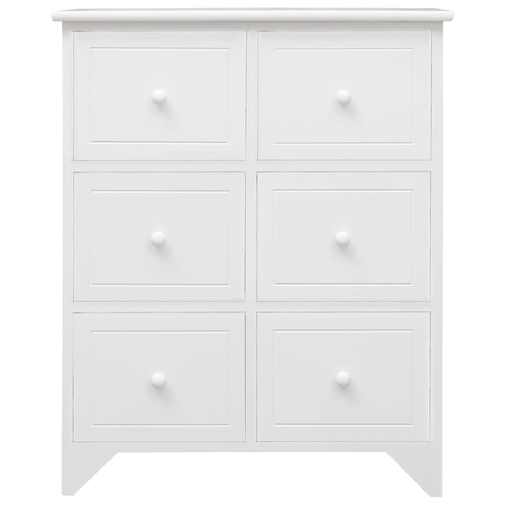 Armario Auxiliar 6 Cajones Madera Paulownia Blanco 60x30x75 Cm_1