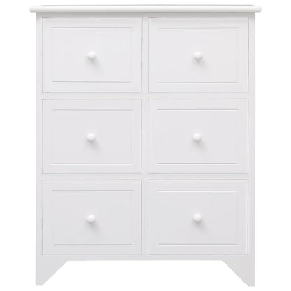 Armario Auxiliar 6 Cajones Madera Paulownia Blanco 60x30x75 Cm_1