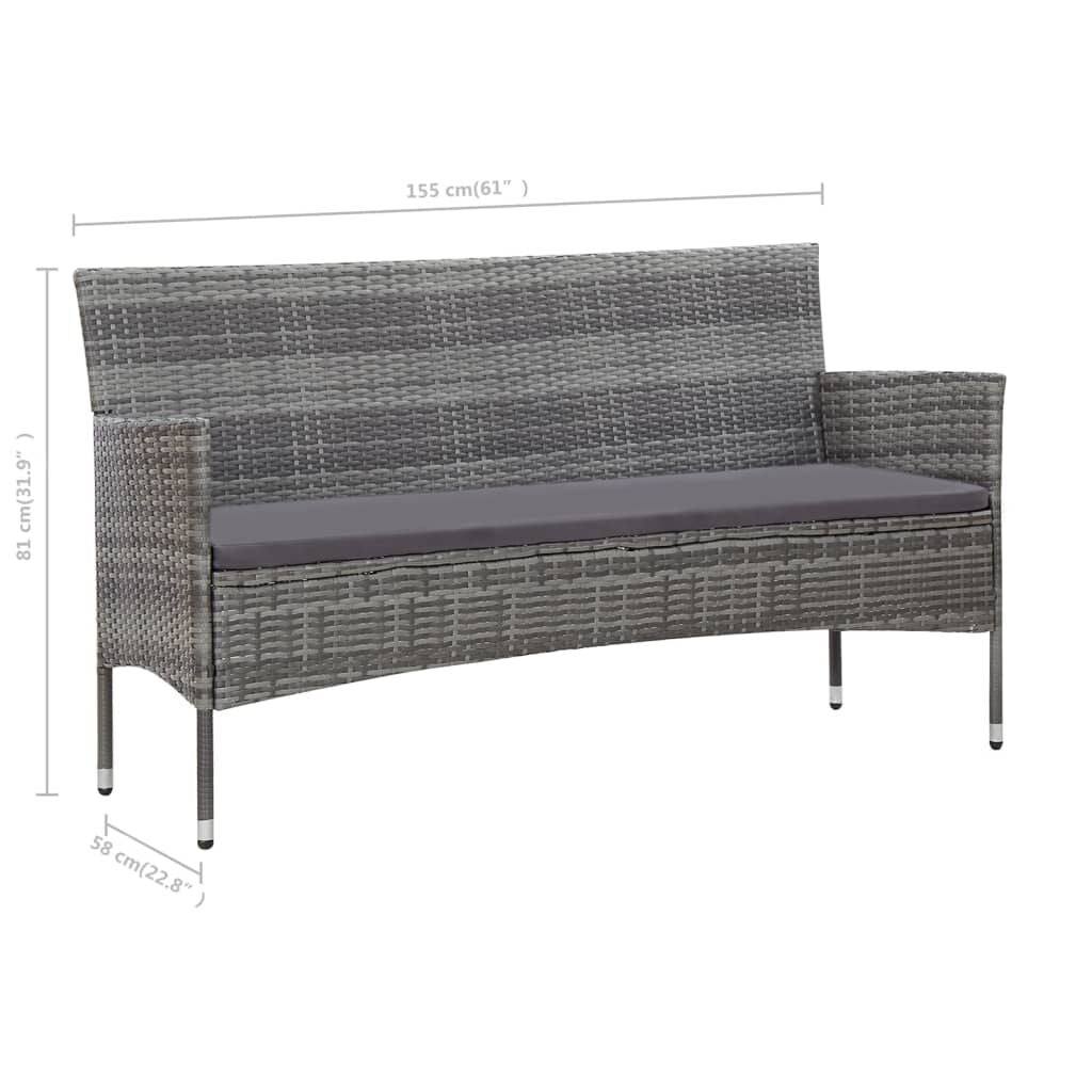 Vidaxl Set De Muebles De Jardín 4 Pzas Y Cojines Ratán Sintético Gris_2