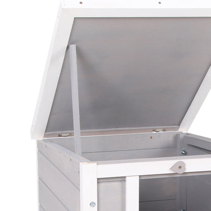 Pawhut Conejera Madera Exterior Con Techo Asfáltico Abatible 42x51x43 Cm Gris_3