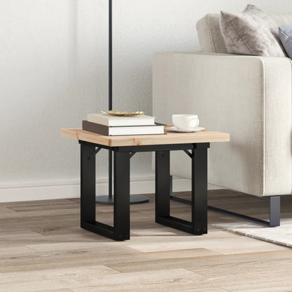 Mesa De Centro Marco O Madera Maciza Pino Y Acero 50x50x35,5 Cm_1