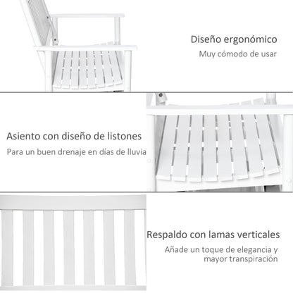 Outsunny Banco Mecedora De Jardín De 2 Plazas De Madera Carga Máx. 250 Kg Blanco_5