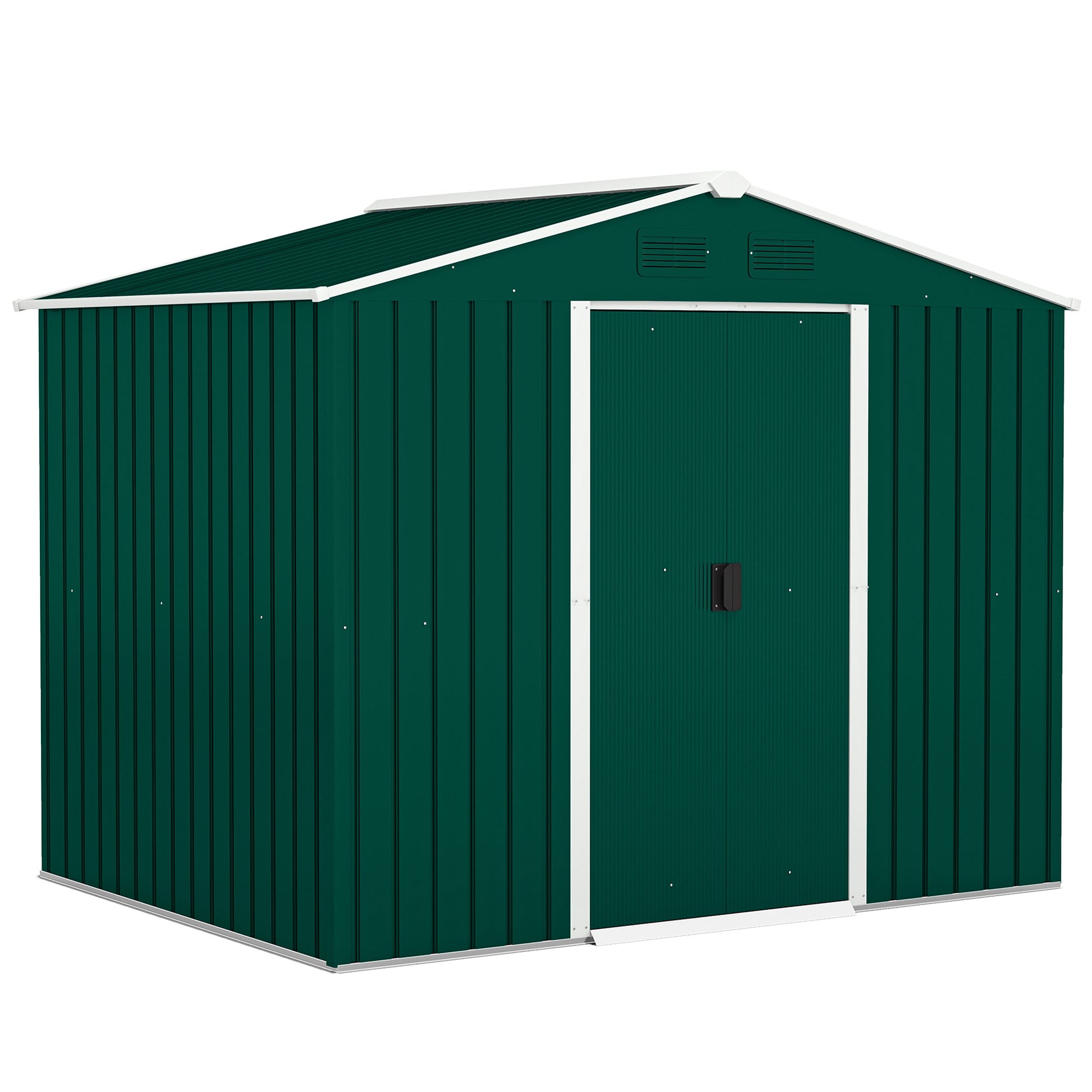 Outsunny Caseta De Jardín 3,6m² 236x174x190 Cm Con Puertas Correderas 4 Ventanas_0