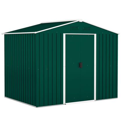 Outsunny Caseta De Jardín 3,6m² 236x174x190 Cm Con Puertas Correderas 4 Ventanas_0