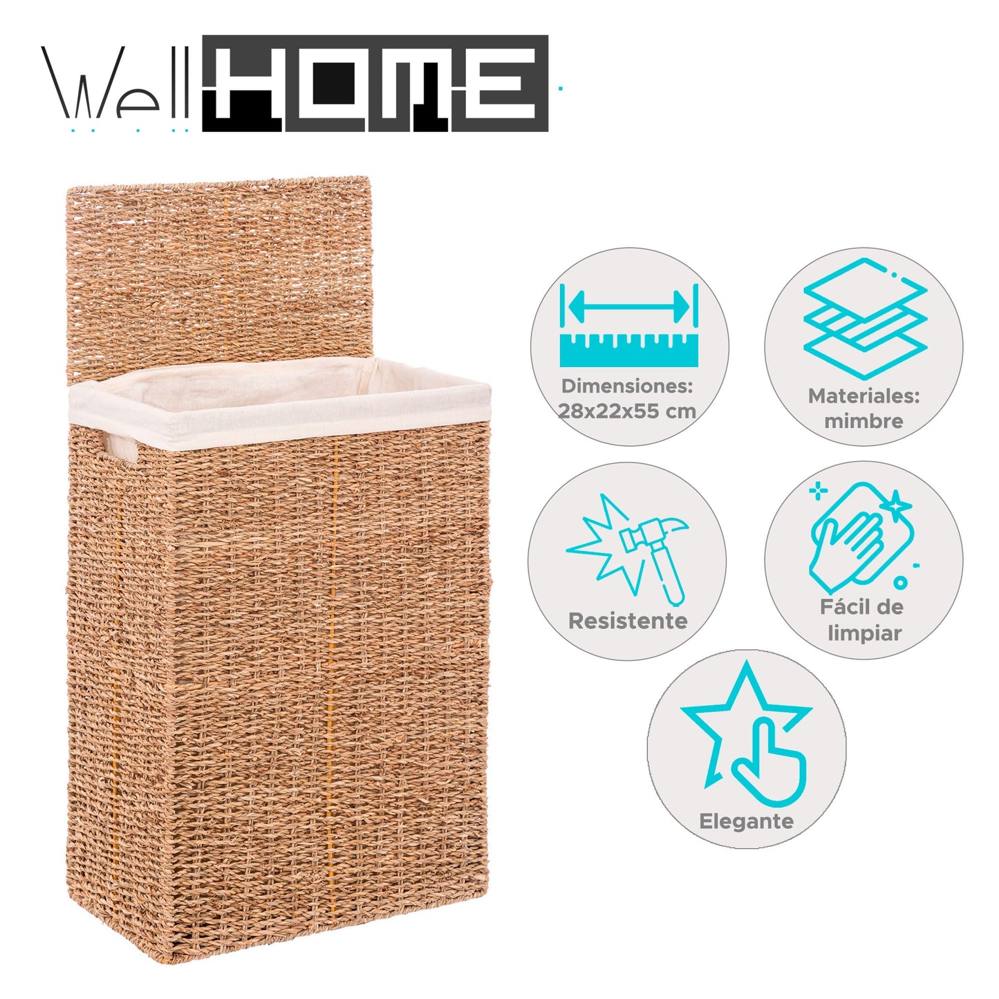 Well Home Cesto Contenedor Para Ropa O La Colada, Formato Rectangular De 40l_1