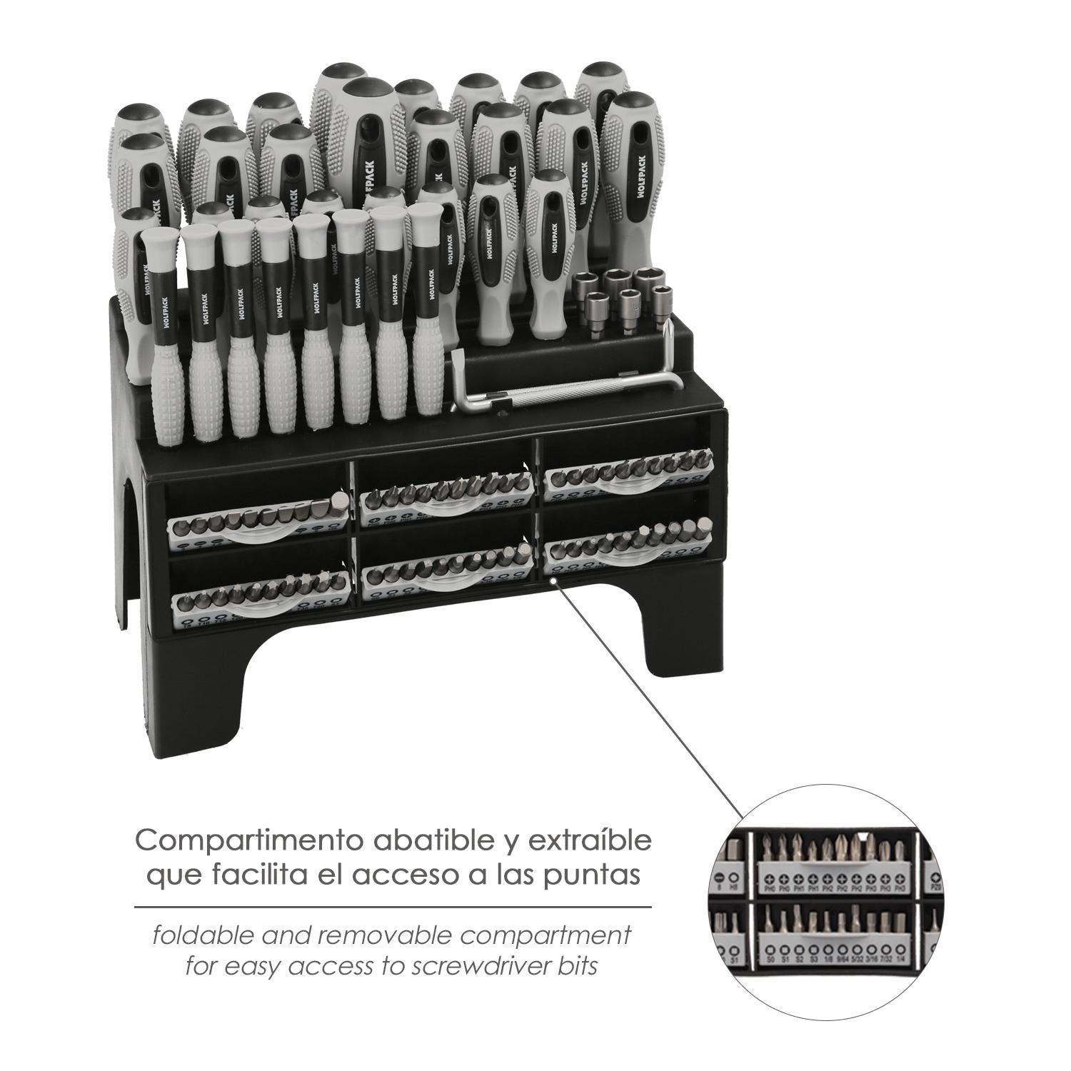 Juego De Destornilladores / Destorpuntas 100 Piezas Con Soporte Expositor