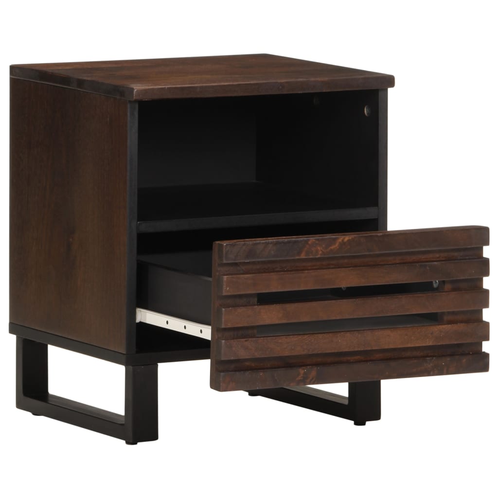 Mesita De Noche De Madera Maciza De Mango 40x34x46 Cm_0