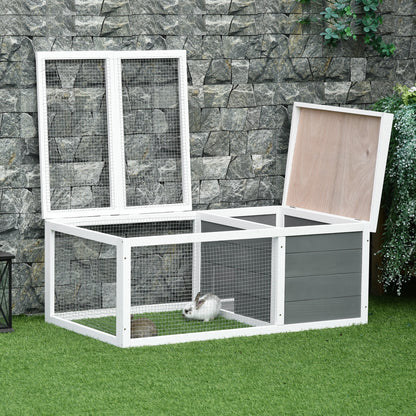 Pawhut Conejera De Exterior Conejos Con Techo Abatible Asfáltico 115x66x47,5 Cm_3
