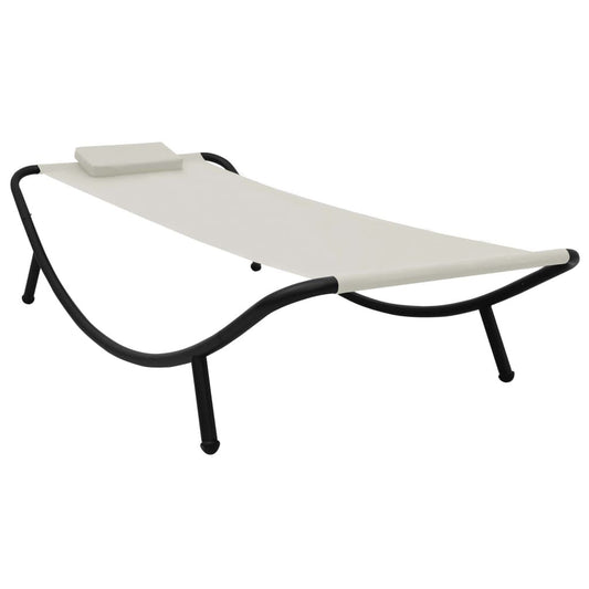Vidaxl Tumbona De Jardín De Acero Color Crema 200x90 Cm_0