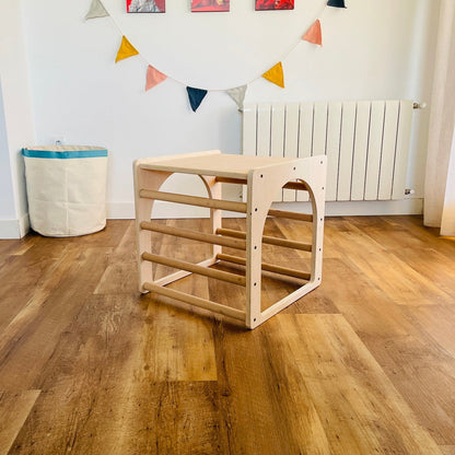 Cubo De Escalada/aprendizaje Pikler De Madera + Rampa Listones. Med: 50 X 50 X 50 Cm. Cunkrl0012. Woodgo._3
