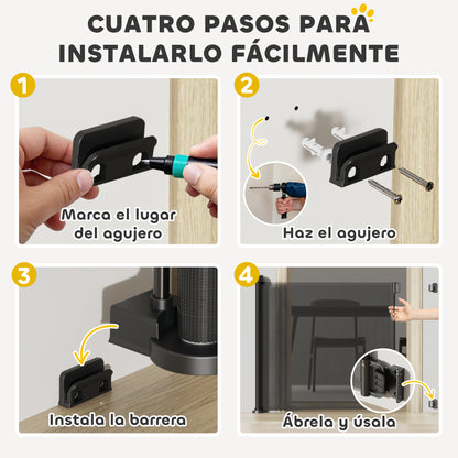 Pawhut Barrera De Seguridad Para Perros Retráctil 0-136 Cm Para Escaleras_4