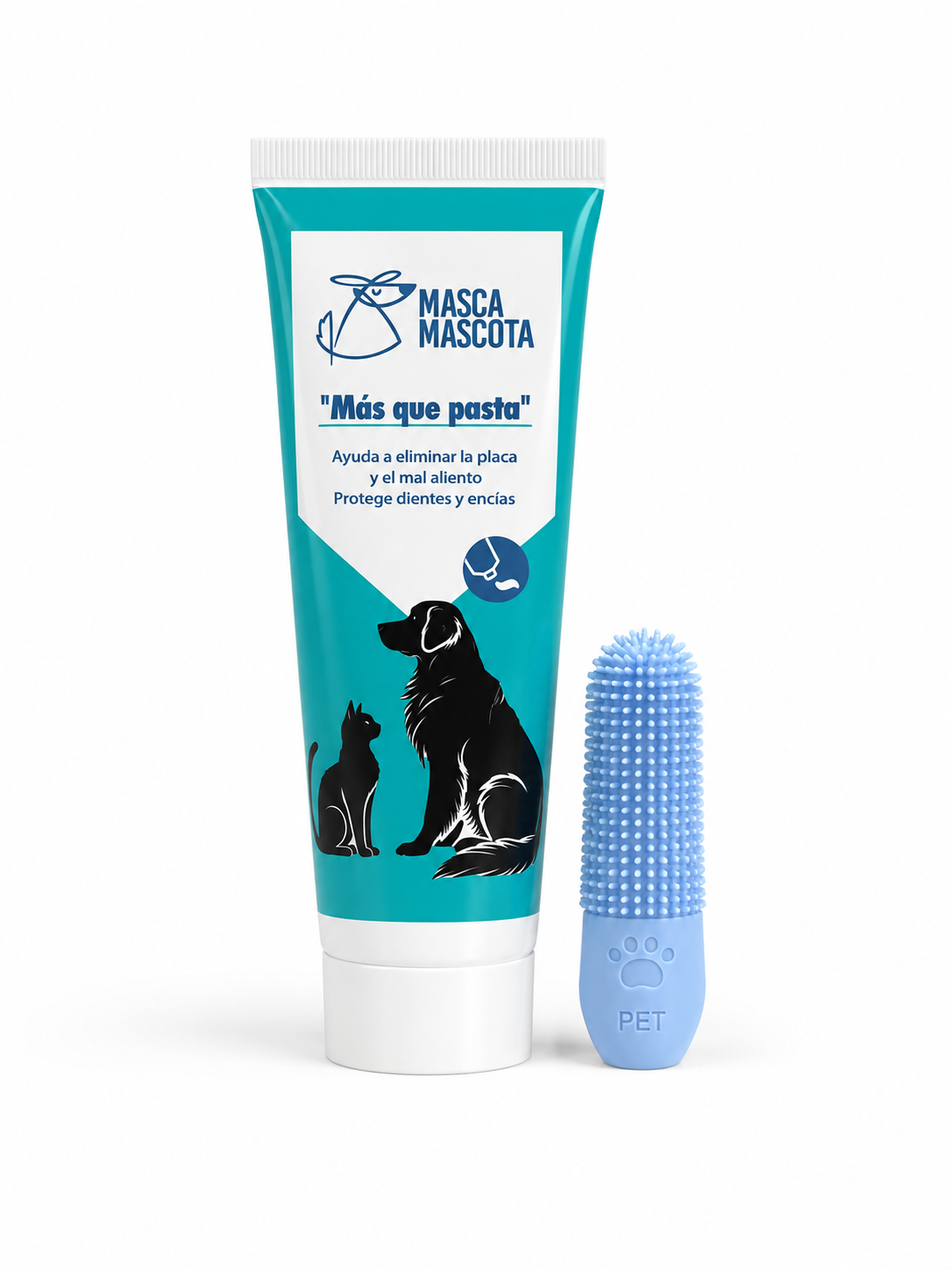 Pasta dental natural para perros y gatos con dedal limpiador Masca mascota 100 g_2