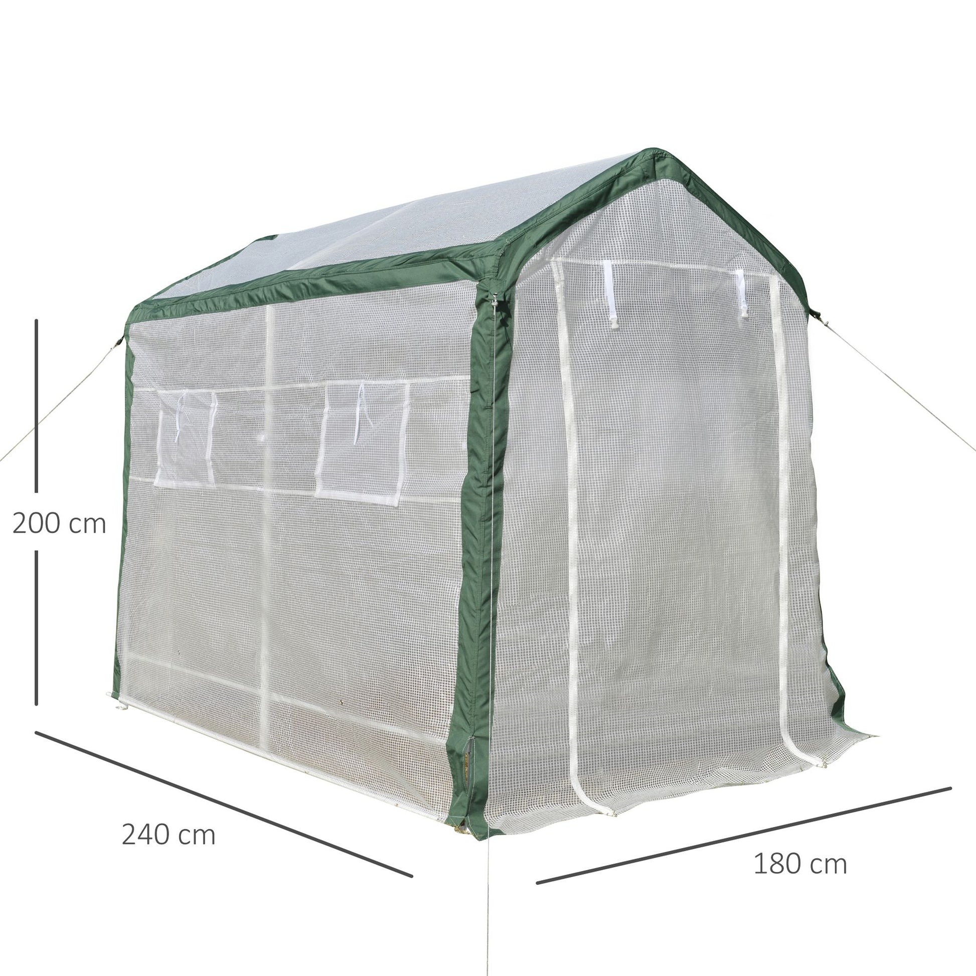 Outsunny Invernadero De Jardín 240x180x200cm 4 Ventanas Y Puerta Para Cultivo De_2