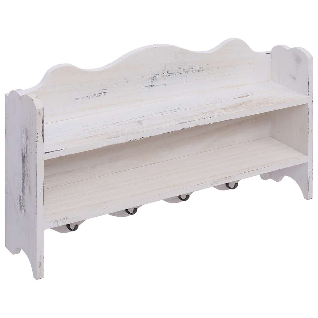 Perchero De Pared De Madera Blanco 50x10x30 Cm_0