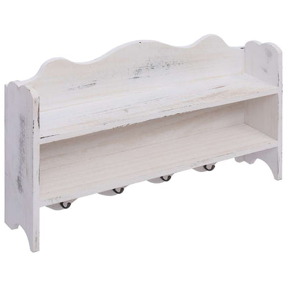 Perchero De Pared De Madera Blanco 50x10x30 Cm_0