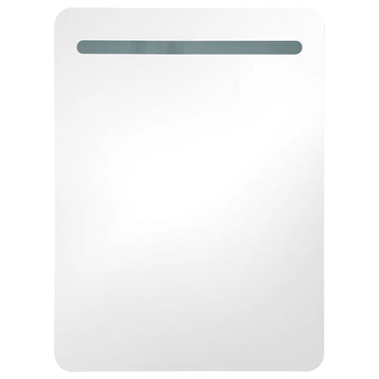 Armario De Baño Con Espejo Y Led Blanco Y Roble 60x11x80 Cm_3