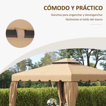 Outsunny Techo De Repuesto Para Cenador 3x3 M Con Doble Techo Caqui_5