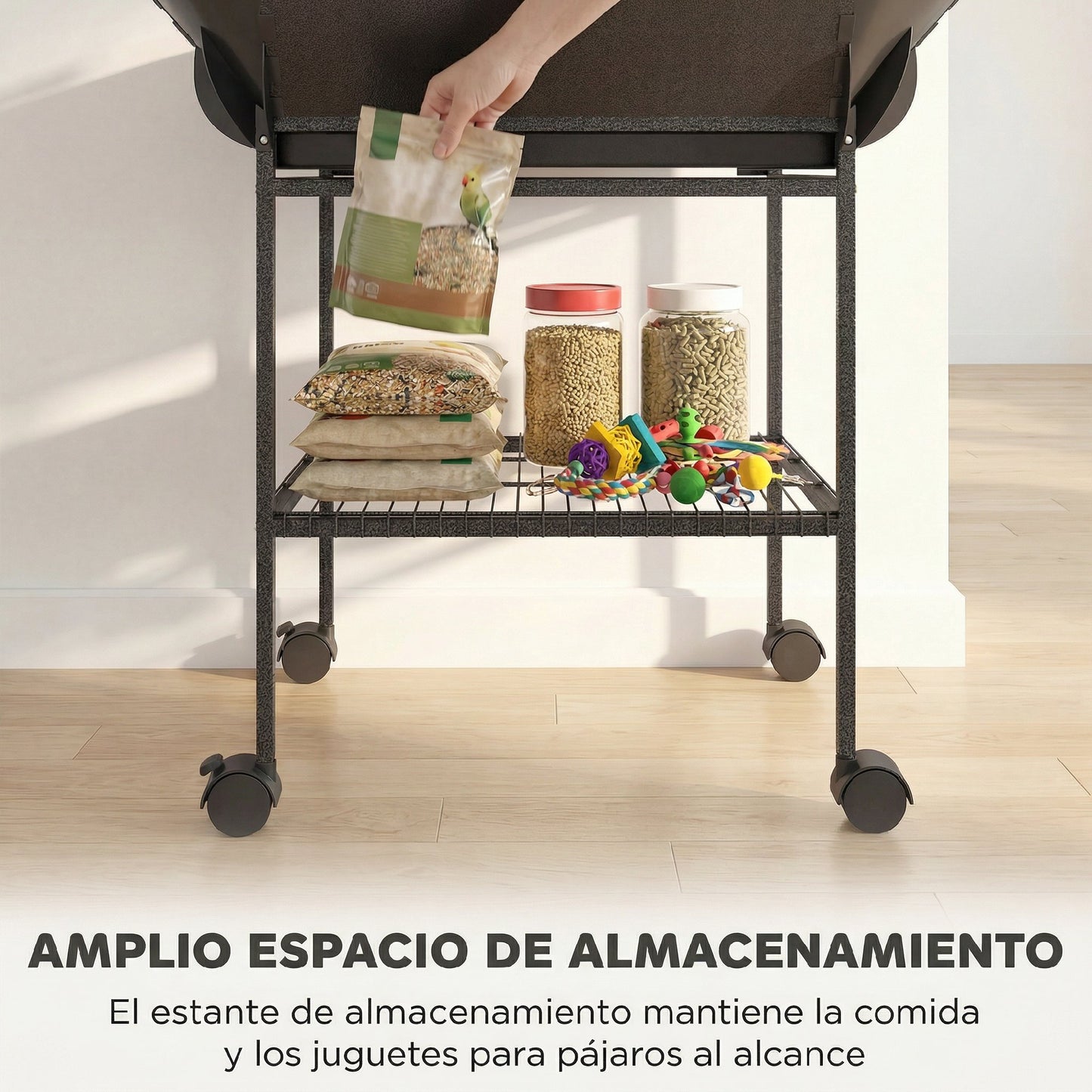 Pawhut Parque De Juegos Para Pájaros Con Ruedas Escaleras Columpio 63x63x163 Cm_3