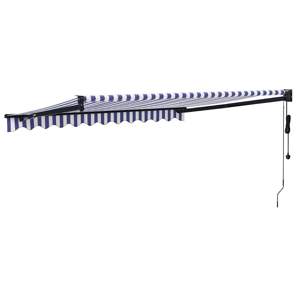 Toldo Retráctil Automático Azul Y Blanco 3,5x2,5 M_4